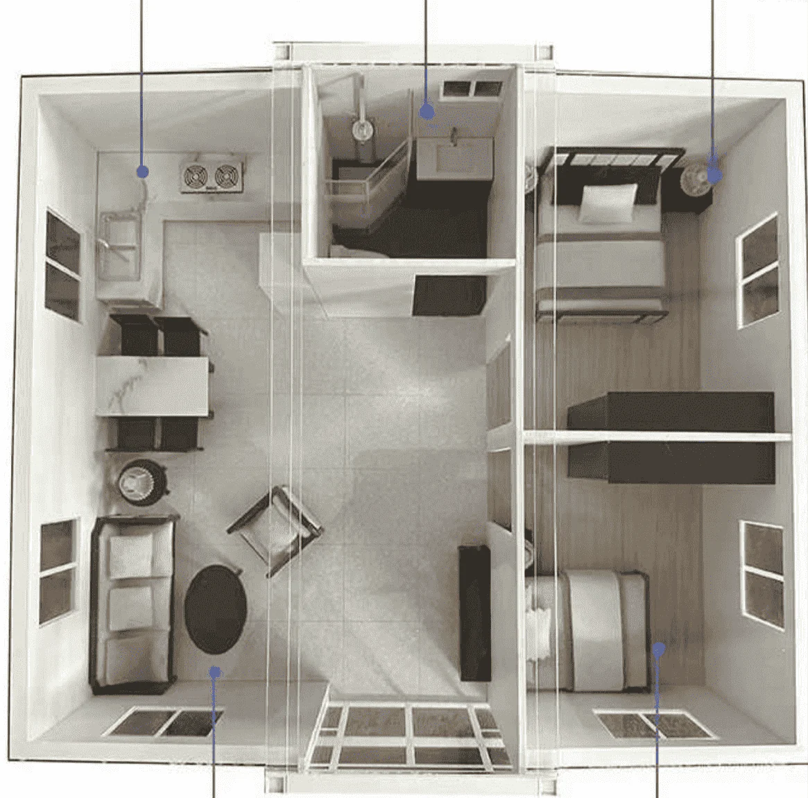 A30 Eco Prefab Home With 2 Bedrooms, Kitchen & Bathroom (400sqft) - Image 2